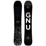 GNU Banked Country Snowboard 2025 - A black snowboard with white stars and a white star logo at the top.