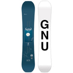 GNU Gloss C Snowboard 2025 - A navy blue snowboard with a white flower graphic in the center and a white border around it.