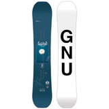 GNU Gloss C Snowboard 2025 - A navy blue snowboard with a white flower graphic in the center and a white border around it.