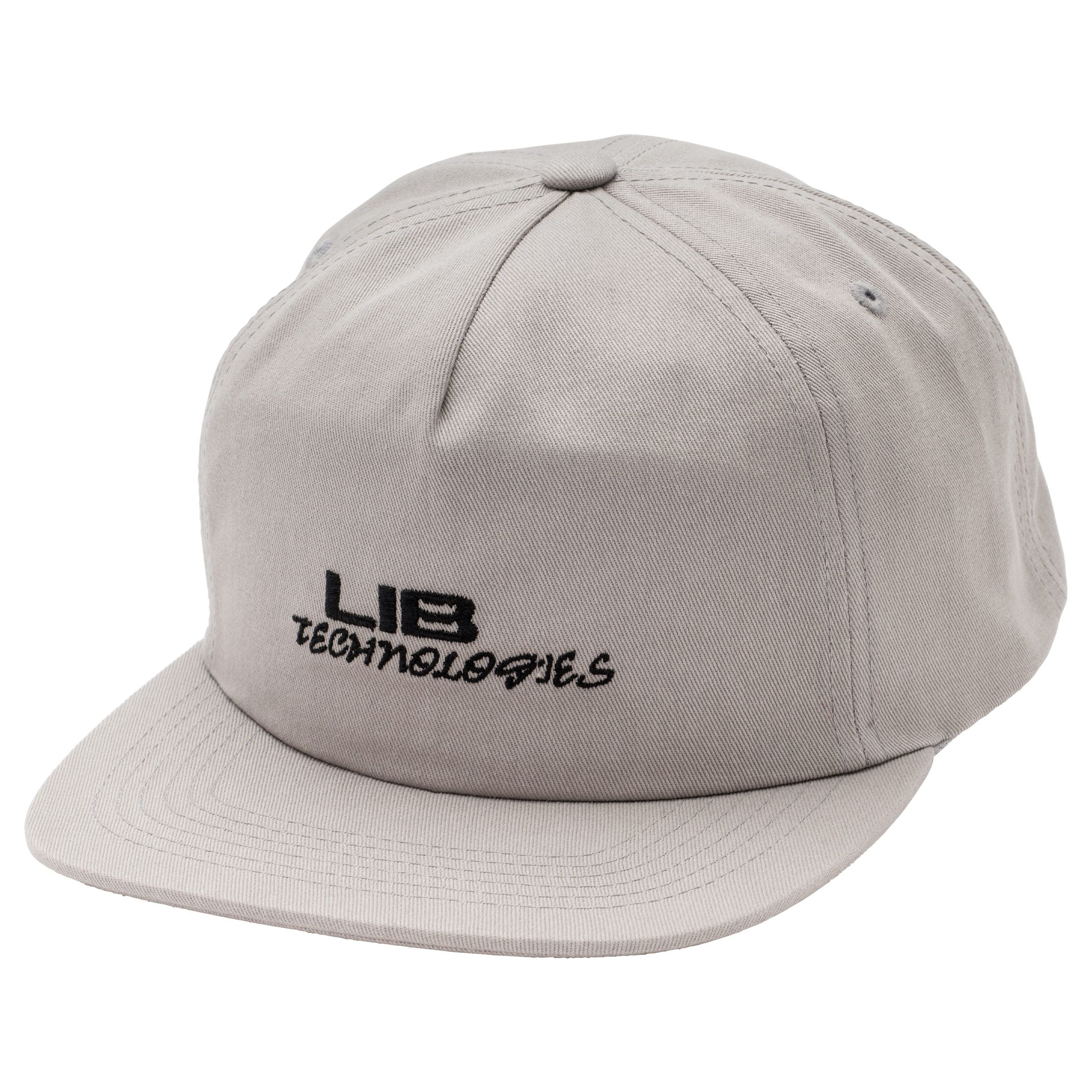 Lib Tech 5 Panel Hat 2025 - A light gray hat with a five-panel design and a button on top.