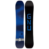 GNU Banked Country Snowboard 2026 - A blue snowboard with a white logo and black lettering on top of it.