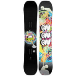GNU C Money - A snowboard with a colorful graffiti-style design featuring a money bag and dollar signs on a black background.