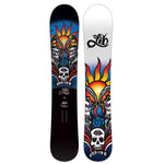 Lib Tech Jamie Lynn Snowboard 2026 - A black snowboard with a white and blue graphic of a woman's face, featuring a sunburst design behind her head.