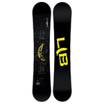 Lib Tech Skate Banana Snowboard 2026 - A black snowboard with a yellow banana graphic on top of a dark gray background.