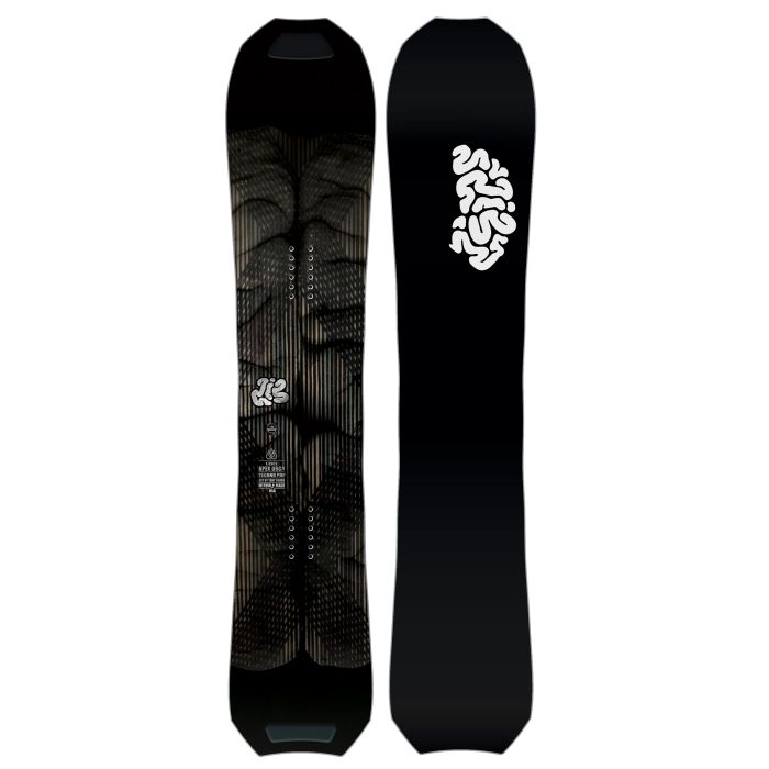 Lib Tech Apex Orca Snowboard 2026 - A black snowboard with a white logo on top and a textured pattern of lines and shapes in the center.