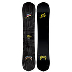 Lib Tech Mayhem Rad Ripper Snowboard - A black snowboard with a geometric pattern and "Rad Ripper" written in yellow letters on top of it.
