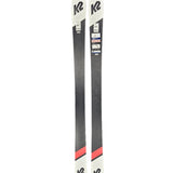 K2 Mindbender 99 Ti skis feature a black and red design with a clear top section.