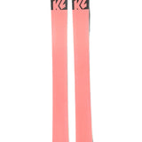 K2 Reckoner 112 skis, 2021 model, feature a clear top and vibrant red design.