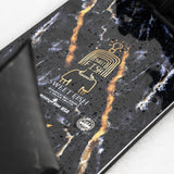 Lib Tech Mayhem Sweetfish snowboard deck close-up, black with gold logo and lightning