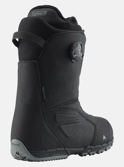Burton Ruler Boa Snowboard Boots 2025 - Black snowboard boots with a textured pattern on the side and a white logo on the toe.