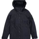 Burton Women's Lelah 2L Jacket 2025 - A black jacket with a hood, featuring two zippered pockets on either side and a central zipper down the front.