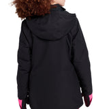 Burton Women's Lelah 2L Jacket 2025 - A black jacket with a hood, featuring pink accents on the cuffs and zipper.