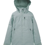 Burton Women's Lelah 2L Jacket 2025 - A light blue jacket with a hood, featuring two zippered pockets on either side and a central zipper down the front.
