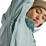 Burton Women's Lelah 2L Jacket 2025 - A light blue jacket with a zippered chest pocket and adjustable cuffs.