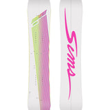 Sims ATV-X Snowboard 2025 - White snowboard with pink and green stripes on top.