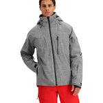 Obermeyer Raze Insulated Jacket 2025 - A grey jacket with a black zipper and two zippered pockets on either side of the chest.