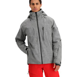 Obermeyer Raze Insulated Jacket 2025 - A grey jacket with a black zipper and two zippered pockets on either side of the chest.