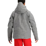 Obermeyer Raze Insulated Jacket 2025 - A gray jacket with a hood, featuring black accents on the sleeves and chest.