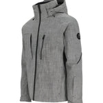 Obermeyer Raze Insulated Jacket 2025 - A light gray jacket with a subtle grid pattern and black zipper.