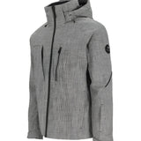 Obermeyer Raze Insulated Jacket 2025 - A light gray jacket with a subtle grid pattern and black zipper.
