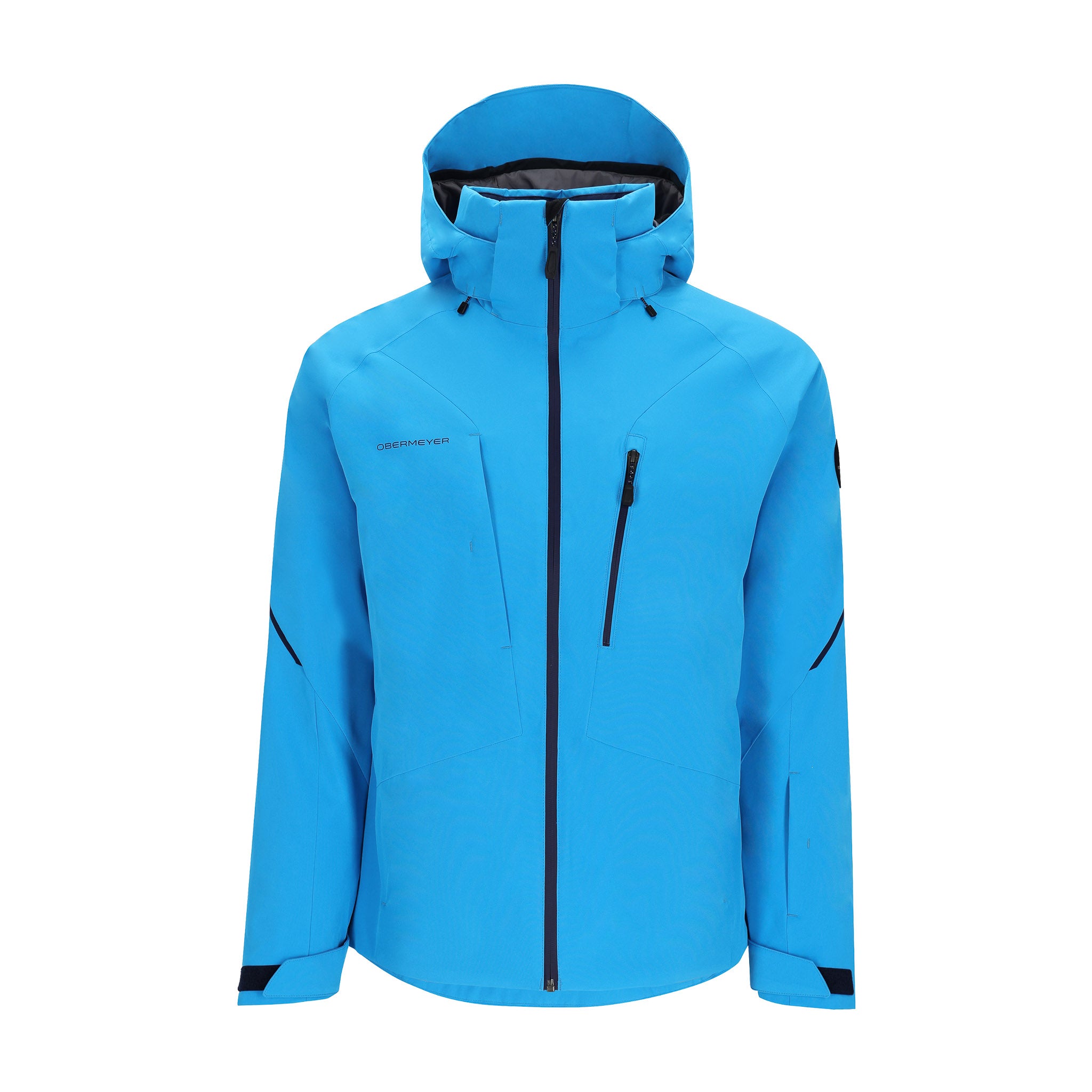 Obermeyer Raze Insulated Jacket 2025 - A bright blue jacket with a black zipper and two zippered pockets on either side of the chest.
