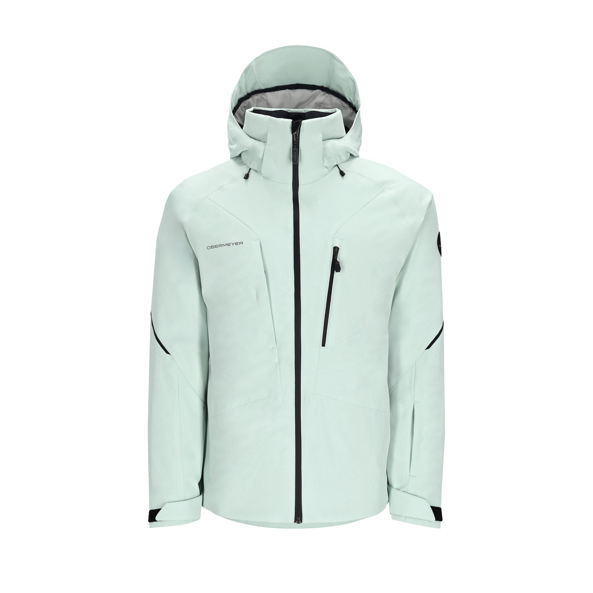Obermeyer Raze Insulated Jacket 2025 - A light blue jacket with a black zipper and two zippered pockets on either side.