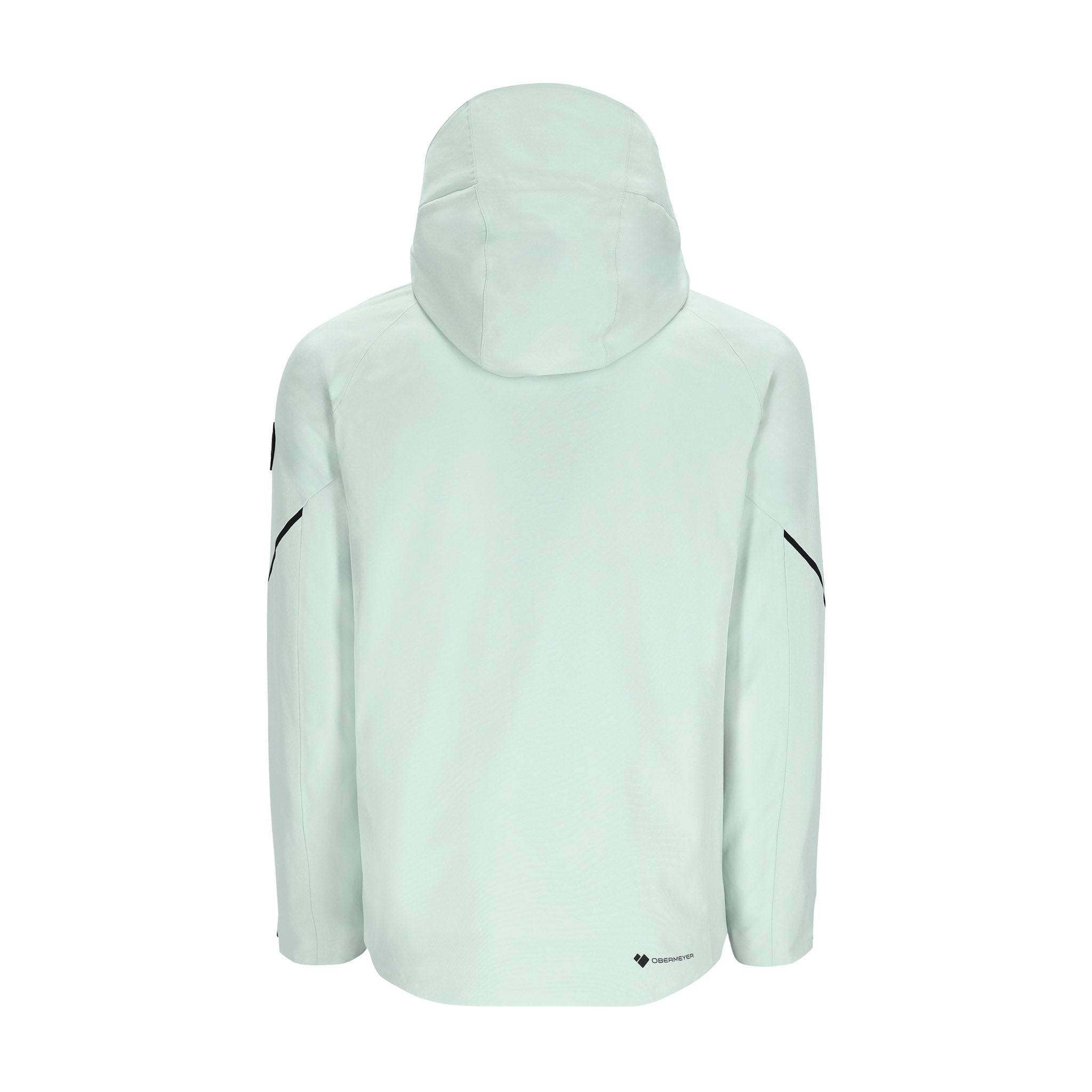 Obermeyer Raze Insulated Jacket 2025 - A light blue jacket with a hood, featuring black accents on the sleeves and chest.