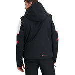 Obermeyer Foundation Insulated Jacket - A black insulated jacket with a white stripe on the left sleeve and red accents on the right arm.