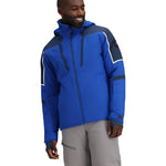 Obermeyer Foundation Insulated Jacket 2025 - A royal blue jacket with a navy shoulder panel and white stripe on the sleeve.