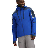 Obermeyer Foundation Insulated Jacket 2025 - A royal blue jacket with a navy shoulder panel and white stripe on the sleeve.