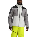 Obermeyer Foundation Insulated Jacket 2025 - A grey, black and white jacket with a high collar and zip closure.