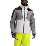 Obermeyer Foundation Insulated Jacket 2025 - A grey, black and white jacket with a high collar and zip closure.