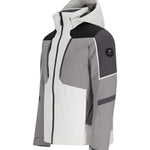 Obermeyer Foundation Insulated Jacket 2025 - A grey, black and white insulated jacket with a hood.
