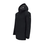 Obermeyer Cirque Jacket 2025 - A black jacket with a hood, featuring two zippered pockets on the front and a zipper running down the middle.