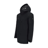 Obermeyer Cirque Jacket 2025 - A black jacket with a hood, featuring two zippered pockets on the front and a zipper running down the middle.