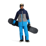 Obermeyer Cirque Jacket - A navy blue jacket with grey accents on chest and sleeves, featuring a zippered front and two side pockets.