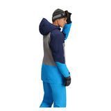 Obermeyer Cirque Jacket 2025 - A navy blue jacket with a grey panel on the chest and light blue accents on the sleeves.