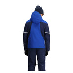 Obermeyer Charger Insulated Jacket 2025 - A navy blue jacket with a hood, featuring white accents on the chest and sleeves.