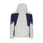 Obermeyer Charger Insulated Jacket 2025 - A navy blue and white insulated jacket with a hood, featuring two zippered pockets on the front.