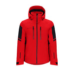 Obermeyer Charger Insulated Jacket 2025 - A red insulated jacket with black accents and a hood, featuring two zippered pockets on the front.