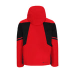 Obermeyer Charger Insulated Jacket 2025 - A red insulated jacket with black accents and a hood, featuring two zippered pockets on the front.
