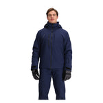Obermeyer Kenai Insulated Jacket - A navy blue jacket with a black zipper and two zippered pockets on either side of the waist.