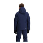 Obermeyer Kenai Insulated Jacket - A navy blue jacket with a hood, featuring a zippered front and two side pockets.