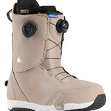 Burton Swath Step On Snowboard Boots 2025 - A pair of tan snowboard boots with black laces and a white logo on the side.