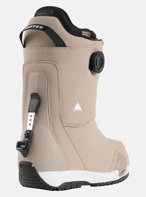 Burton Swath Step On Snowboard Boots 2025 - A pair of tan snowboard boots with black laces and a white logo on the side.