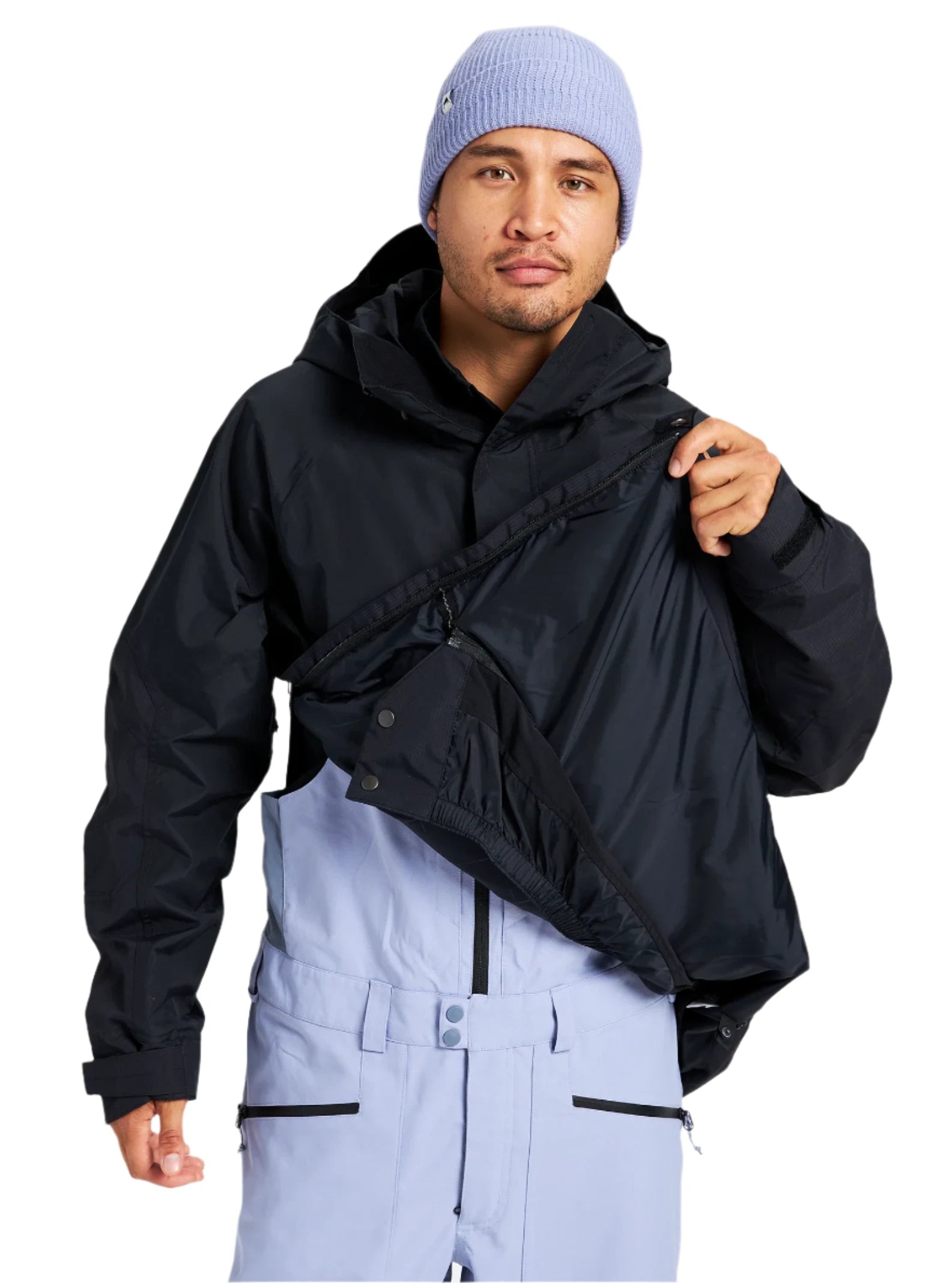 Burton Frostner 2L Anorak Jacket 2025 - A black jacket with a hood and zippered pockets.