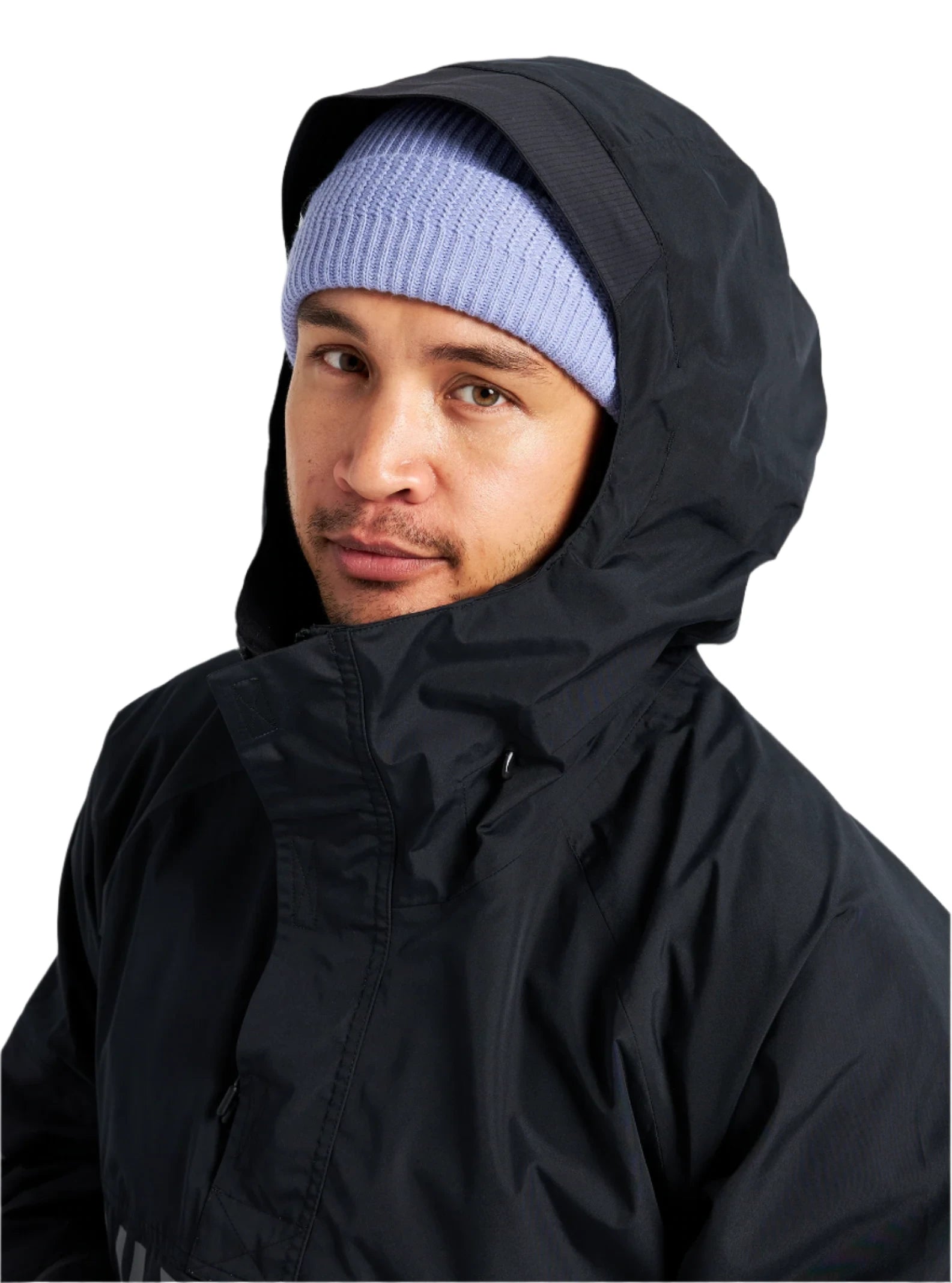 Burton Frostner 2L Anorak Jacket 2025 - A black jacket with a hood, featuring a zipper and two zippered pockets on the front.