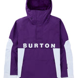 Burton Frostner 2L Anorak Jacket 2025 - A purple jacket with a white stripe on the hood and a large zippered pocket in front.