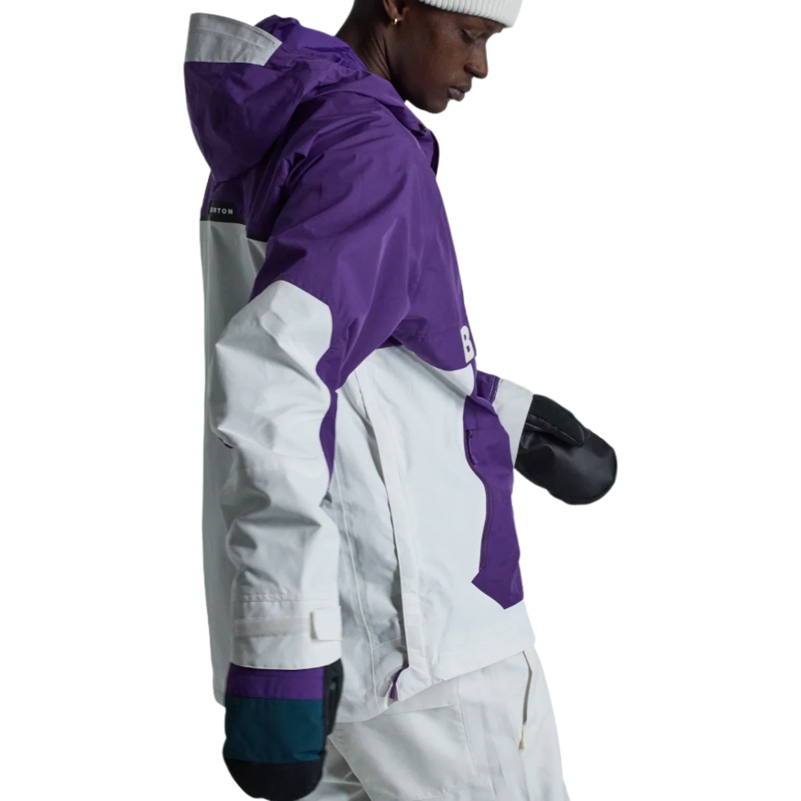 Burton Frostner 2L Anorak Jacket 2025 - A purple and white jacket with a hood, featuring a zipper closure on the front.