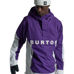 Burton Frostner 2L Anorak Jacket 2025 - A purple and white jacket with a hood, featuring a zipper closure at the front.